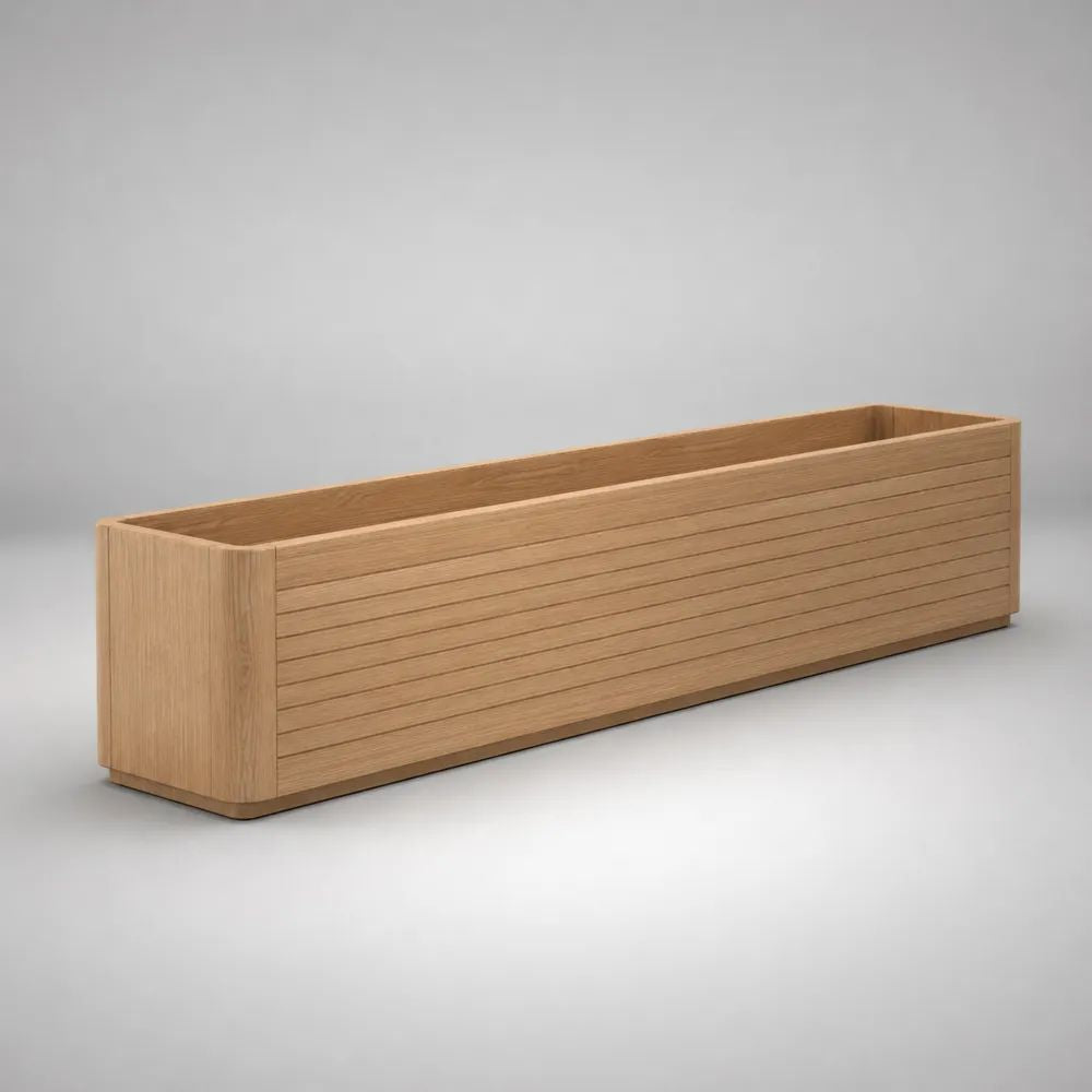 Fioriera rettangolare da esterno in legno massello, marrone chiaro, 120 × 30 × 30 cm