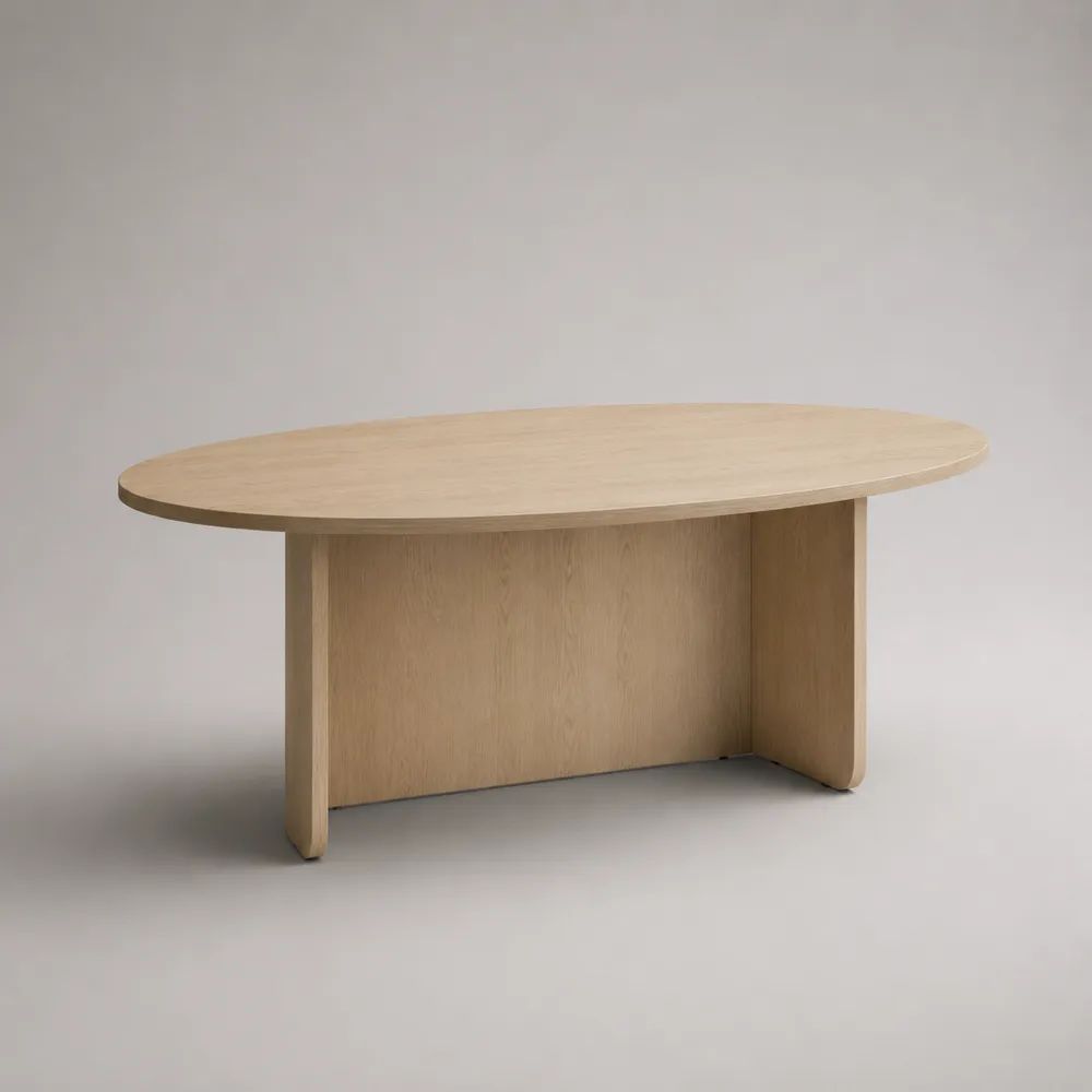Tavolino da salotto ovale in legno, rovere naturale, 100 x 60 x 45 cm