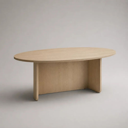 Tavolino da salotto ovale in legno, rovere naturale, 100 x 60 x 45 cm