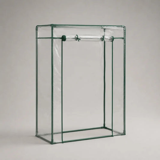 Serra verticale da esterno in PVC trasparente e acciaio verde, 143 x 73 x 195 cm