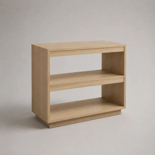 Libreria bassa rettangolare a 2 vani in pannello truciolare melaminico, rovere chiaro, 80 x 30 x 70 cm