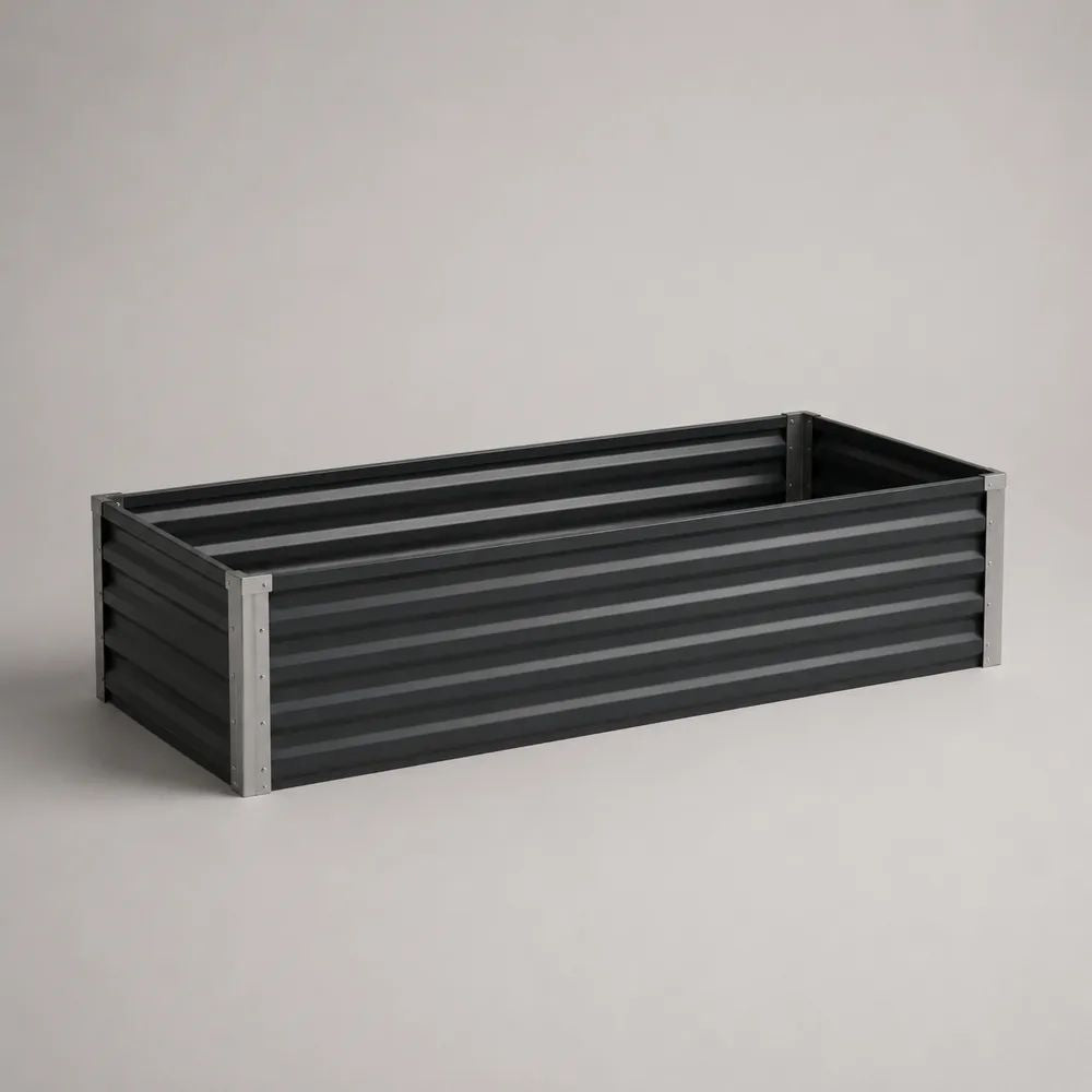 Aiuola rialzata rettangolare da esterno in acciaio zincato antracite 120 × 60 × 30 cm
