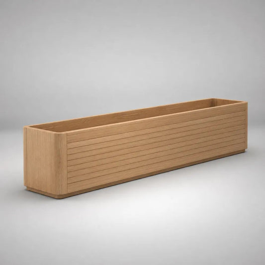 Fioriera rettangolare da esterno in legno massello, marrone chiaro, 120 × 30 × 30 cm