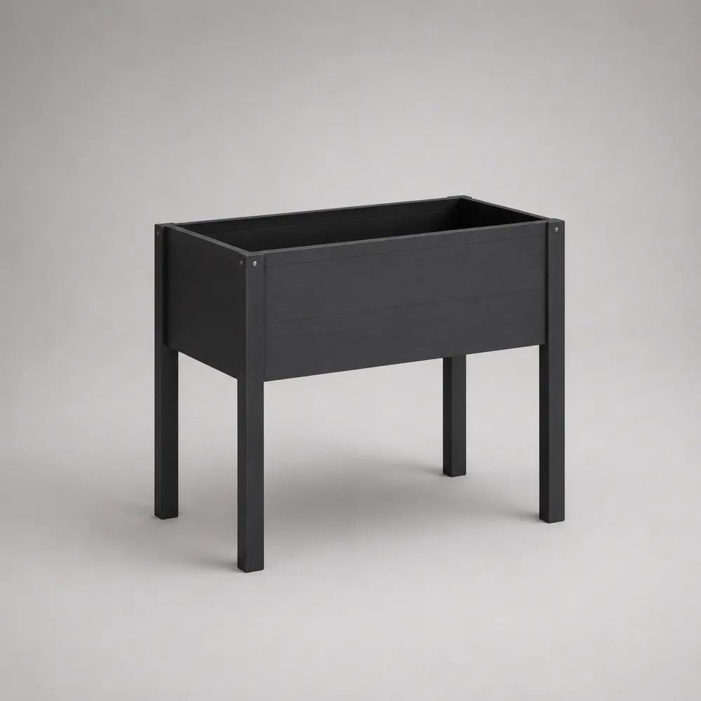 Fioriera rialzata rettangolare in legno massello di pino nero, 80 x 40 x 78 cm