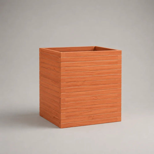 Fioriera quadrata da esterno in legno massello marrone arancio, 50 x 50 x 50 cm