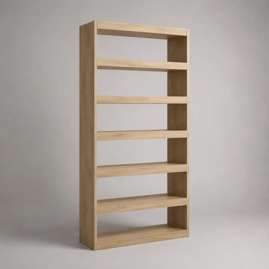 Libreria da terra rettangolare in pannello truciolare con 6 ripiani, effetto rovere naturale, 80 x 25 x 180 cm