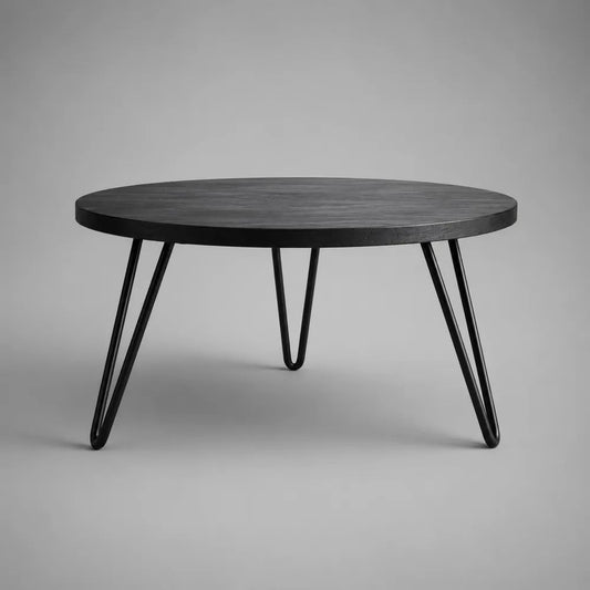 Tavolino da salotto rotondo in legno MDF e acciaio nero, Ø 80 x H 45 cm